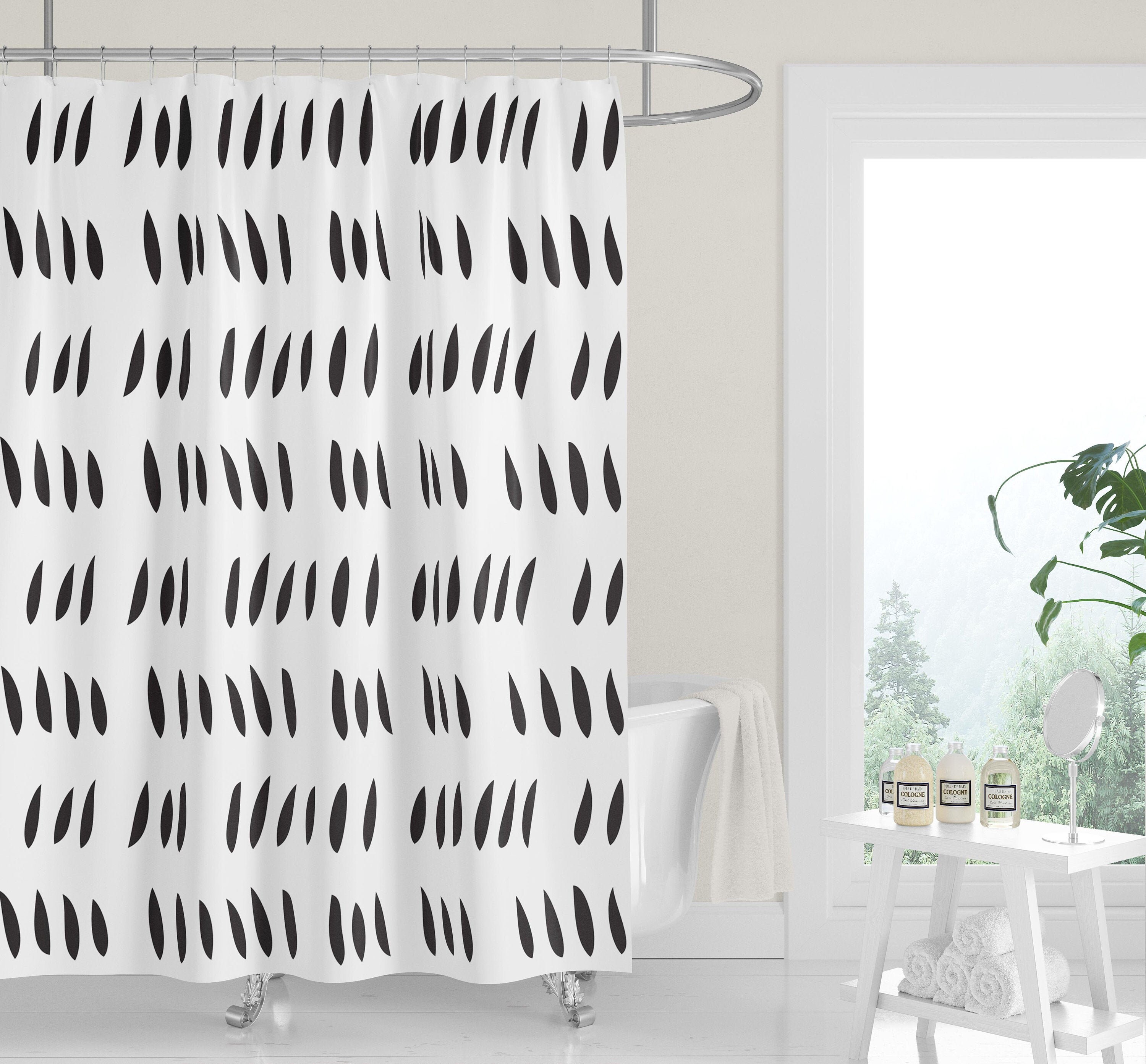 Tangerine Orange and White Shower Curtain with Abstract Raindrop Cutouts for Modern Neutral Decor - Image 4