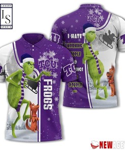 Tcu Horned Frogs Grinch Steals Christmas with Personalized Polo T-shirt