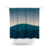 Teal Abstract Mountain Scene Shower Curtain in Perfect Blend with Tan and Teal Bathroom Decor