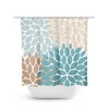 Teal Beige Blue Floral Shower Curtain, Vintage Bath Curtain for Brown Teal Bathroom with Fabric Material