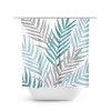 Teal Blue Gray Palm Tree Shower Curtain, Tropical Gray Guest Bathroom Decor , Botanical Bathroom with Palm Tree Leaves
