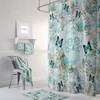 Teal Floral Sugar Skull Shower Curtain - Gothic Bath Curtain with Matching Towels and Mat for Spooky Bathroom Decor