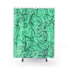 Teal Green Mid Century Modern Boomerang Pattern Shower Curtain, Bring a Vintage Charm to Your Bathroom Decor