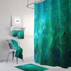 Teal Peacock Shower Curtain Set with Elegant Bath Decor