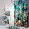 Teal Sugar Skull Shower Curtain with Floral Bath Accessories
