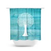 Teal Tree Shower Curtain, Country Bathroom Decor, Aqua and White Bath Curtain, Farmhouse Bathroom