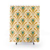 Teal and Yellow Mid Century Art Deco Shower Curtain | MCM Home Decor + Quotes
