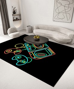 Teen Boys' Black Non-Slip Carpet with 3D Gamepad Print - Living Room Home Decor With T-Shirt, Hoodie, Sweatshirt Game room carpet