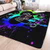 Teen Boys Carpets with Black Gamepad Print - Gaming Carpets for Home Decoration