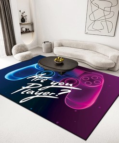 Teen Boys' Game Room Non-Slip Floor Rug - Funny Purple Gaming Doormat with T-Shirt, Hoodie, Sweatshirt Fun game room rugs