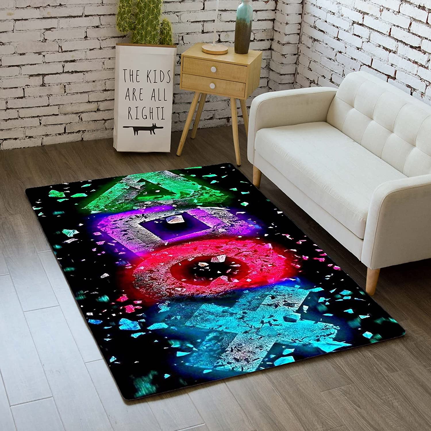 Teen Gamer Controller Decor Non-Slip Area Rug: 3D Printed Gamepad Carpet