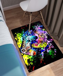 Teens Neon Game Pattern Rugs for Bedroom with Gaming Floor Rugs