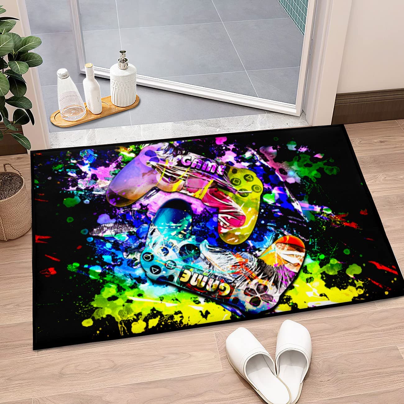 Teens Neon Game Pattern Rugs for Bedroom with Gaming Floor Rugs - Image 2