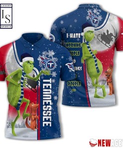 Tennessee Titans Grinch Steals Christmas with All Over Print Polo Shirt