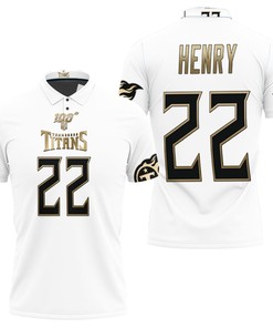 Tennessee Titans Nfl Great Player White 100th Season Golden Edition Jersey Style Polo Shirt