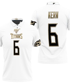 Tennessee Titans fandom with Brett Kern #6 Nfl Great Player White 100th Season Golden Edition Jersey Style Polo Shirt