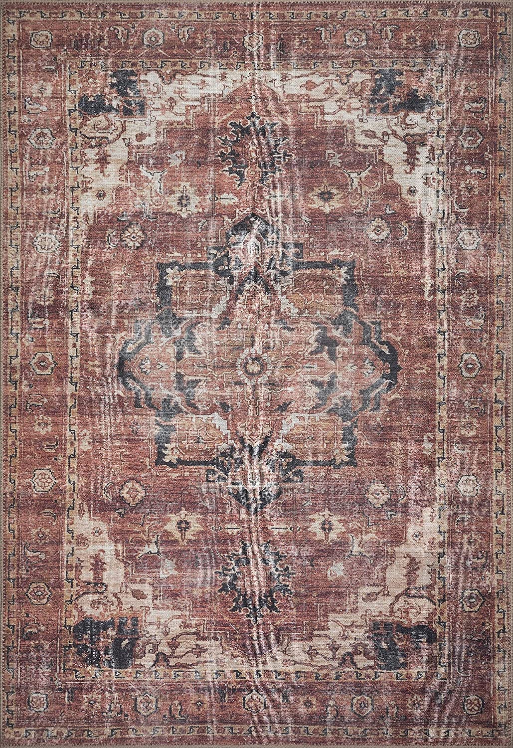 Terra Colored Machine Washable Area Rug - Cozy Addition to Living Room and Bedroom