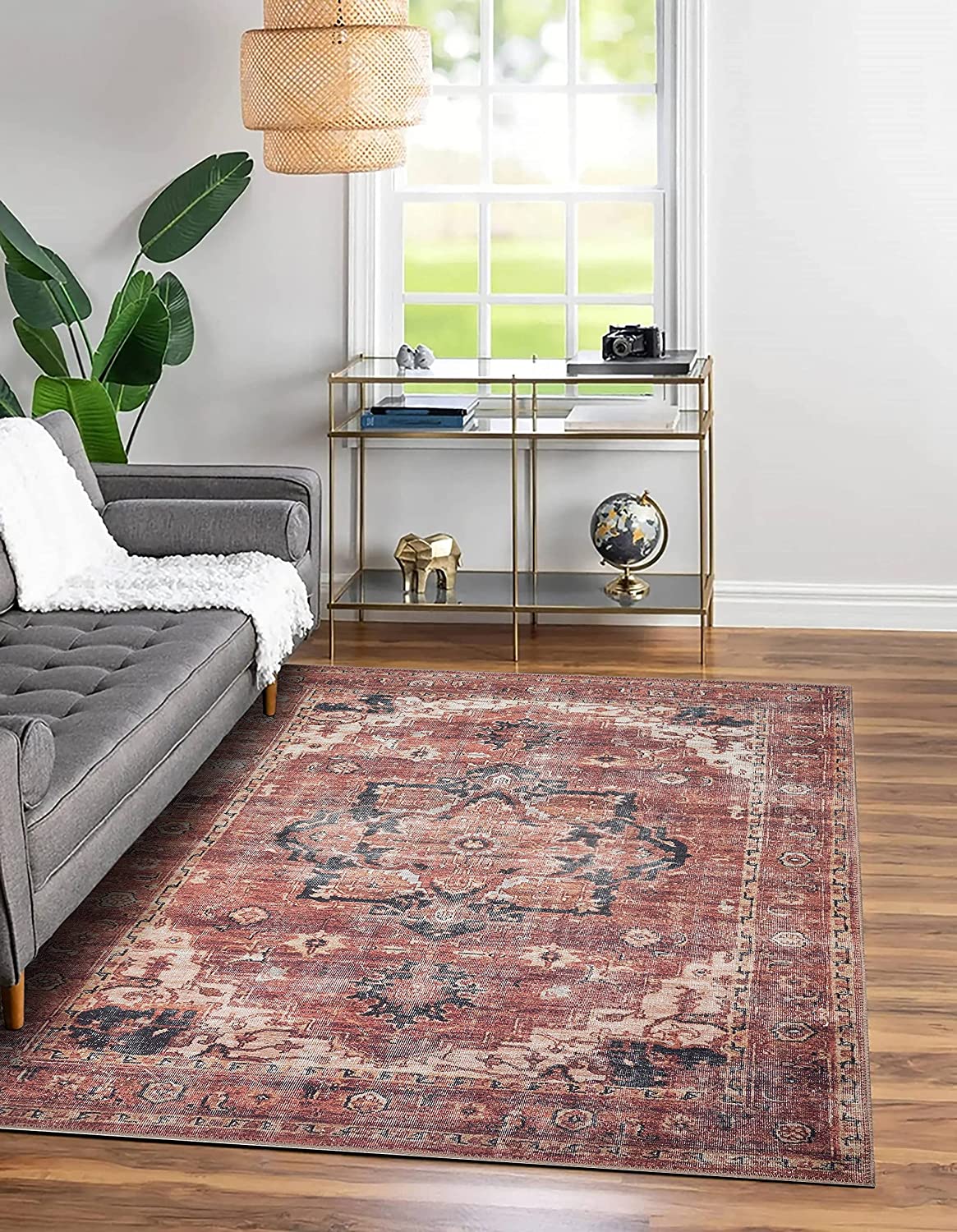 Terra Colored Machine Washable Area Rug - Cozy Addition to Living Room and Bedroom - Image 2