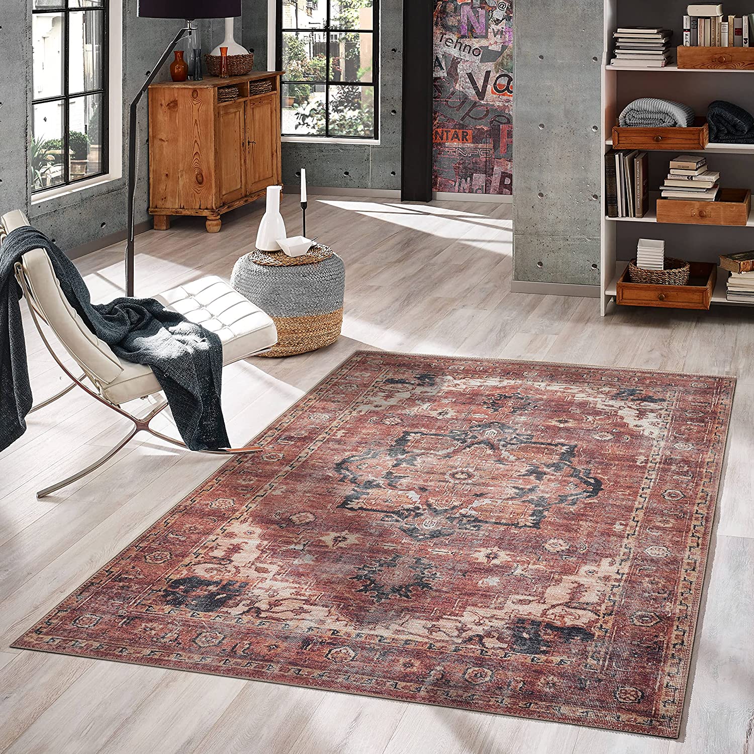 Terra Colored Machine Washable Area Rug - Cozy Addition to Living Room and Bedroom - Image 3