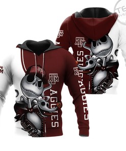 Texas A&M Aggies Jack Skellington and Zero 3D Hoodie in All Over Print