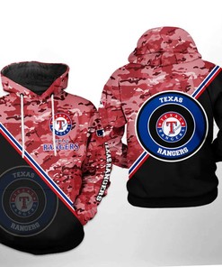 Texas Rangers All Over Print Camo Team 3D Hoodie Zipper