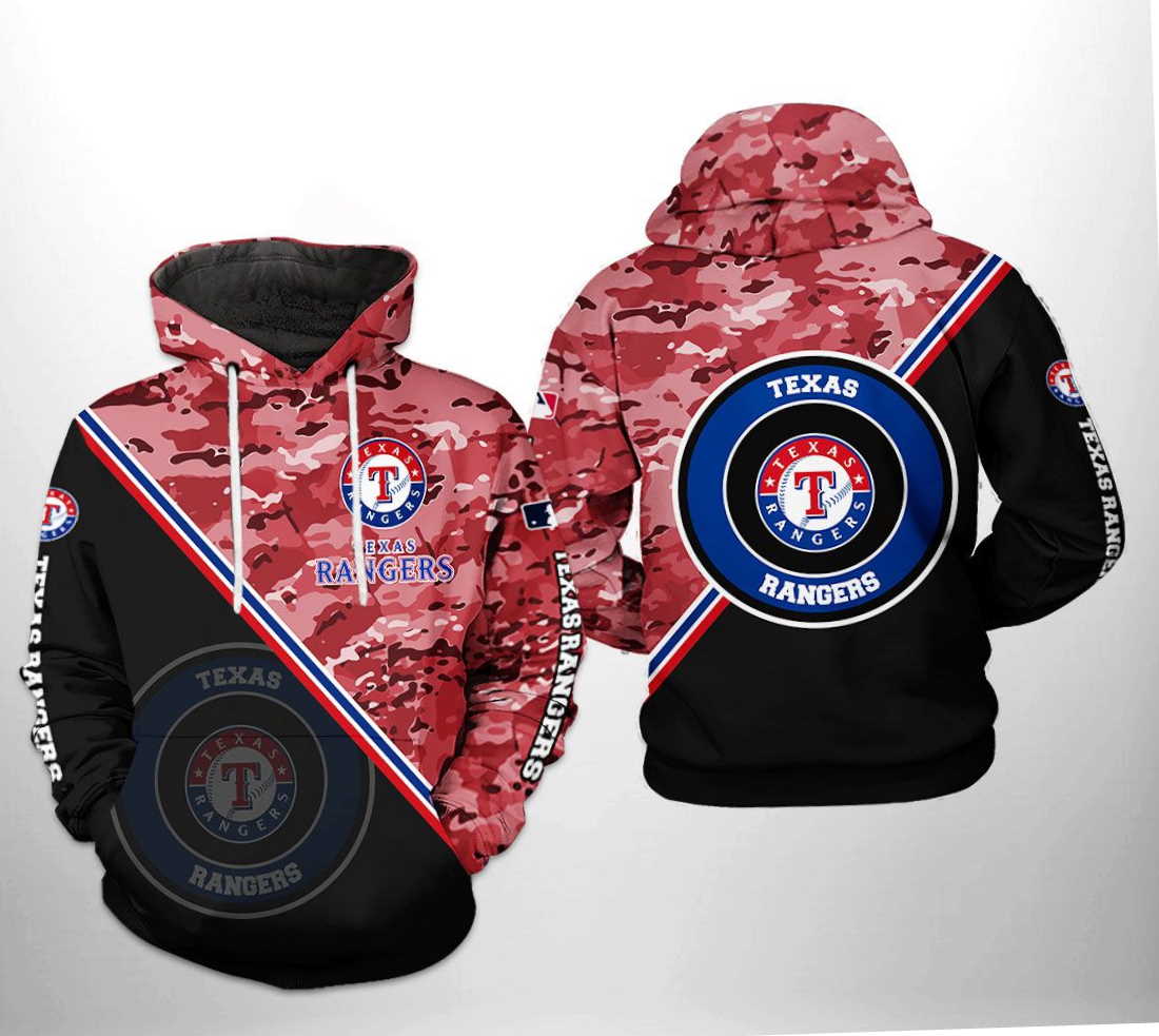 Texas Rangers All Over Print Camo Team 3D Hoodie Zipper