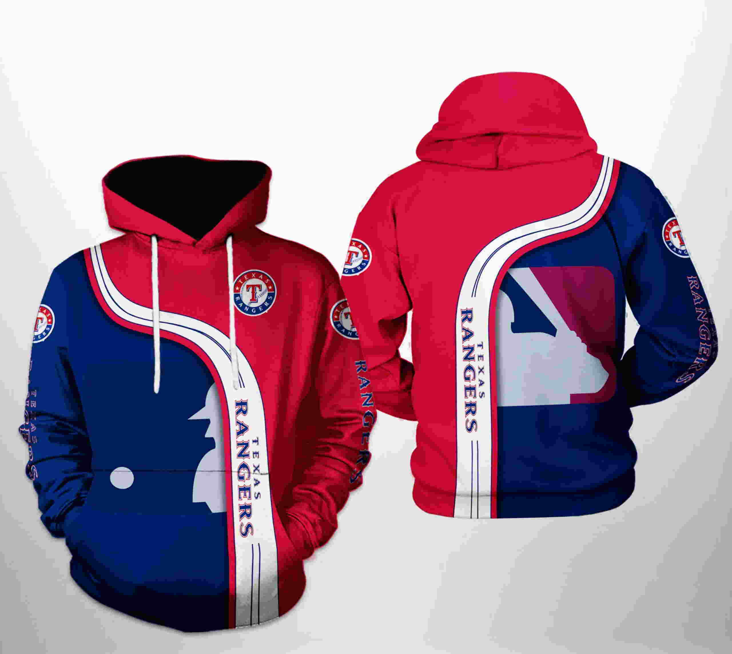 Texas Rangers All Over Print MLB Team 3D Hoodie Zipper