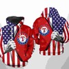 Texas Rangers All Over Print US Flag 3D Hoodie Zipper