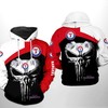 Texas Rangers MLB Skull Punisher Zip Up Hoodie