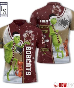 Texas State Bobcats Grinch Steals Christmas with Breathable Fabric 3D Polo Shirt for Men