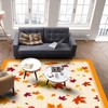 Thanksgiving Retro Decorative Autumn Orange Yellow Maple Leaves Area Rug with 1970s Style for Home Decor