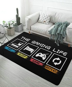 The Gaming Life Large Area Rug - Game Controller Floor Mat for Gamer Bedroom/Living Room