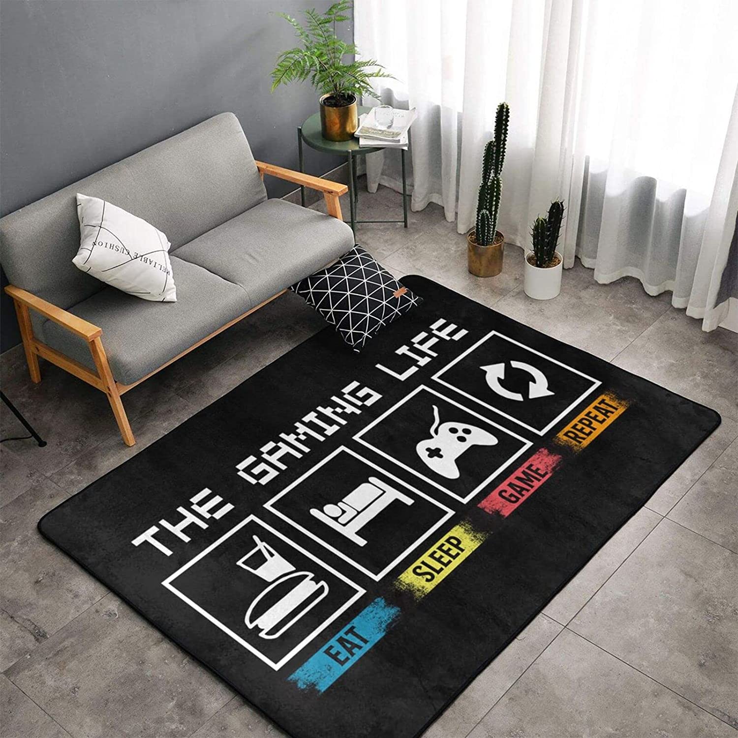 The Gaming Life Large Area Rug - Game Controller Floor Mat for Gamer Bedroom/Living Room - Image 2