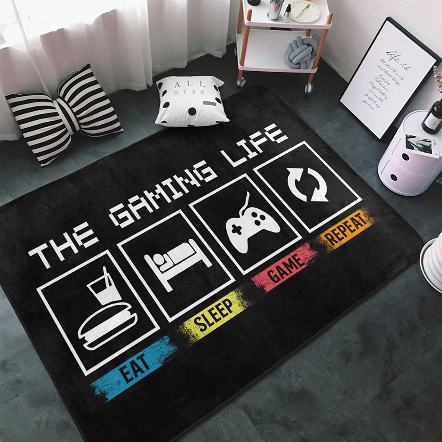 The Gaming Life Large Area Rug - Game Controller Floor Mat for Gamer Bedroom/Living Room - Image 3