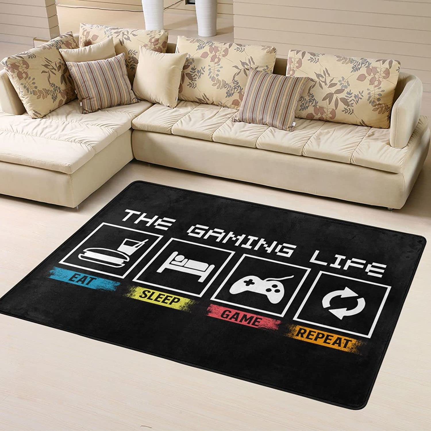 The Gaming Life Large Area Rug - Game Controller Floor Mat for Gamer Bedroom/Living Room - Image 4