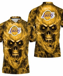The Ideal Gift for LA Lakers Fans: All-Over Print Skull 3D Polo Shirt