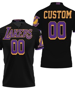 The LA Lakers 2020-21 Earned Edition Black Personalized Jersey Inspired Style 3D All Over Print Polo Shirt