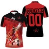The Legend Continues with NBA Chicago Bulls Red Black Legend Michael Jordan 23 Polo Shirt