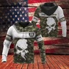 The Punisher Jeep Camo Army All Over Print 3D Hoodie with Military Print