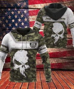 The Punisher Jeep Camo Army All Over Print 3D Hoodie with Military Print