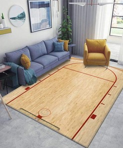 Thick Non-Slip Doormat for Living Room and Bedroom - Personalized Basketball Court Area Rug for Home Decoration
