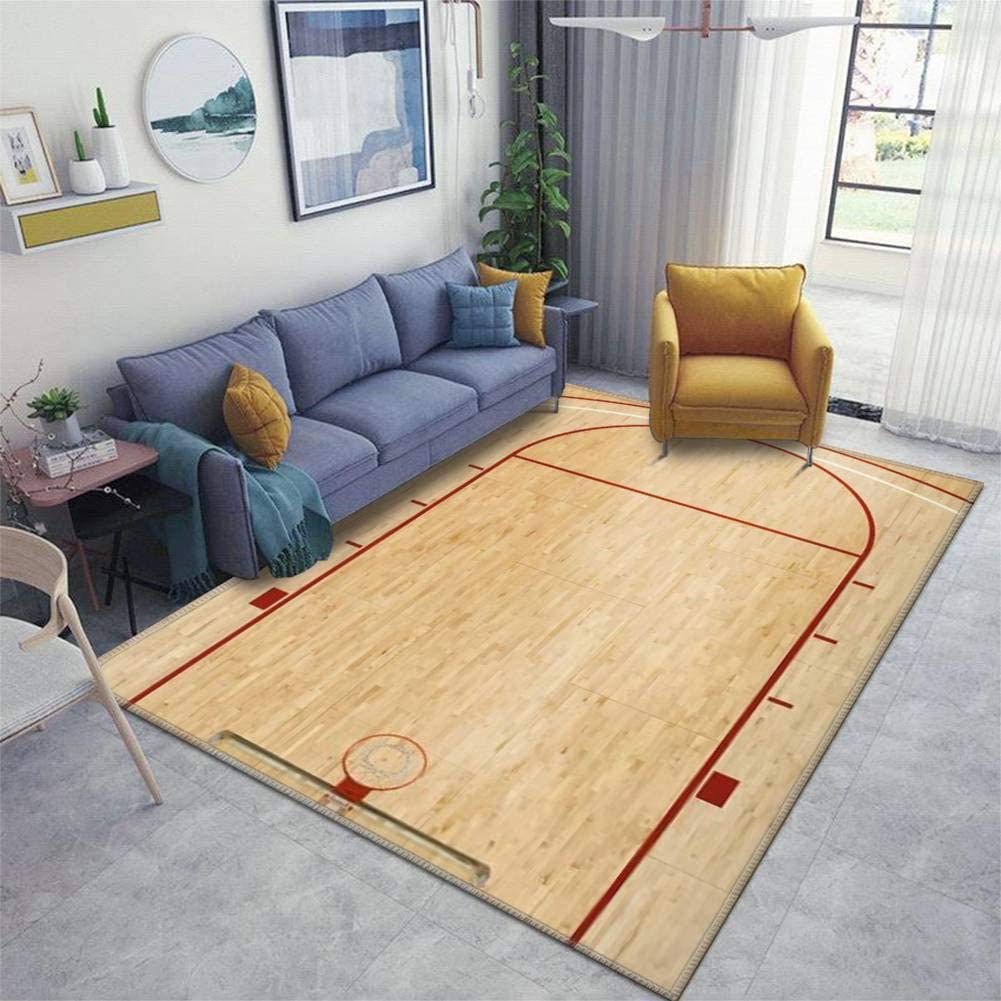 Thick Non-Slip Doormat for Living Room and Bedroom - Personalized Basketball Court Area Rug for Home Decoration