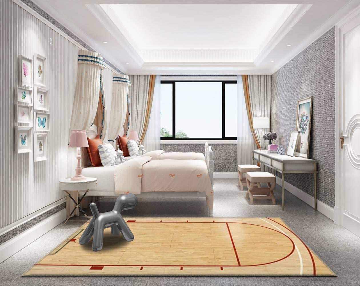 Thick Non-Slip Doormat for Living Room and Bedroom - Personalized Basketball Court Area Rug for Home Decoration - Image 2