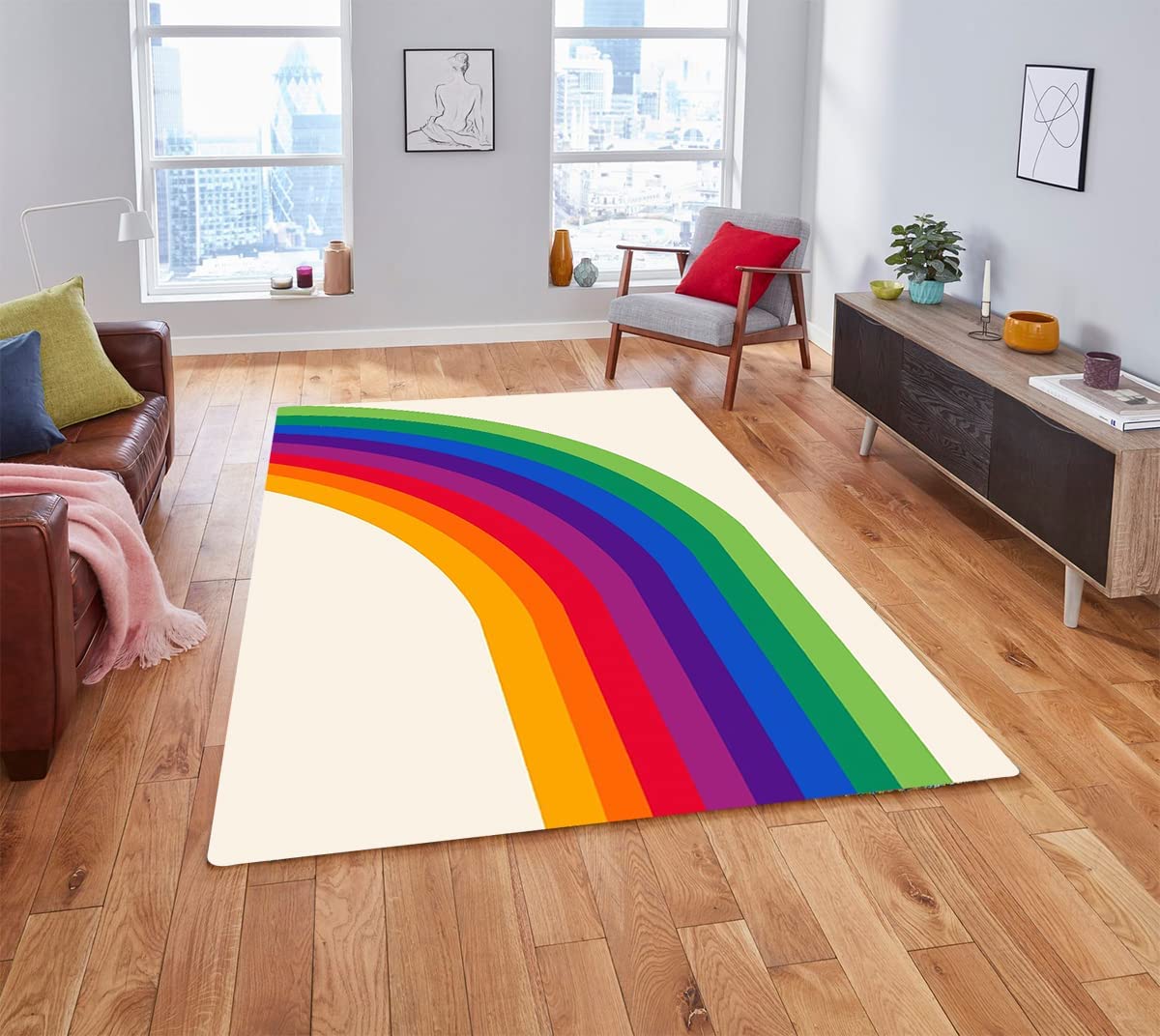 Thick Washable Minimalist Wool Soft Area Rug with Modern Art Deco Design for Luxury Cute Non-Slip - Image 2