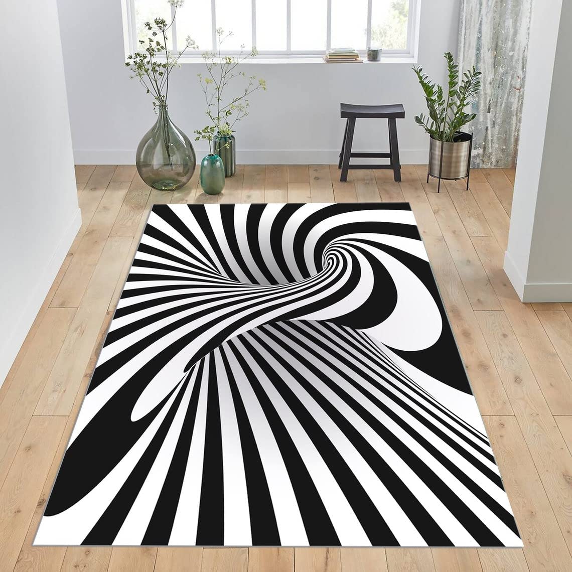 Tie Dye Ethnic Tribe Rainbow Bathroom Mat - Colorful Vortex Swirl Non-Slip Runner Area Rug - Image 2