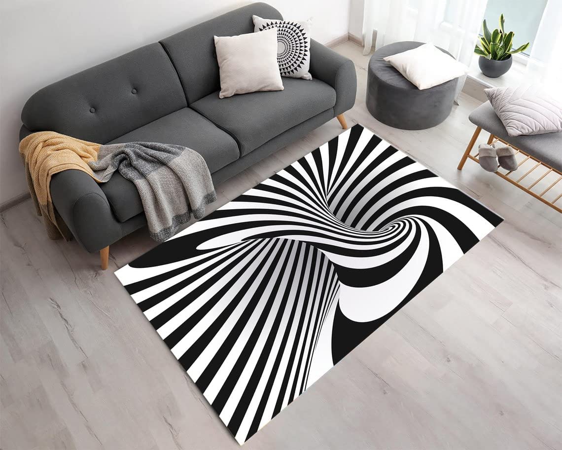 Tie Dye Ethnic Tribe Rainbow Bathroom Mat - Colorful Vortex Swirl Non-Slip Runner Area Rug - Image 3