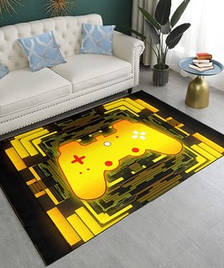 Tie Dye Yoga Mat with 3D Game Console Print - Video Game Area Rug for Home Decoration