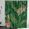 Tiger in the forest Shower Curtain | Botanical wildlife animal banana palm leaves jungle | Fabric Bathroom Curtain
