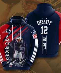 Tom Brady 12 Go Pats All Over Print 3D Hoodie with Player Quote