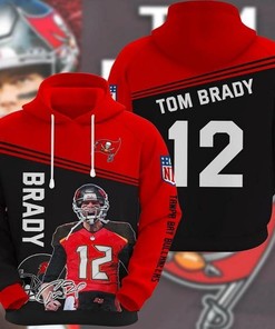 Tom Brady 12 Tampa Bay Buccaneers Lightweight Prints All Over Print 3D Hoodie with Player Number
